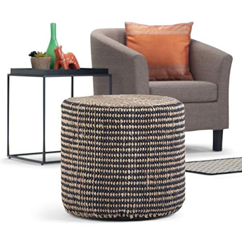 SIMPLIHOME Larissa Poufs Ronds Tressés, 18 Pouces, Naturel