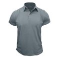 thumbnail image 1 of Chemises Habillées Légères pour Hommes à Manches Courtes, Unies, Tendance, Col à Revers, Ajustées, Pulls avec Poche (Gris, P), 1 of 4