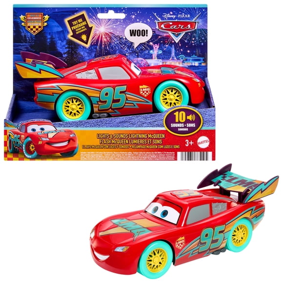 Disney And Pixar Cars Race to Celebrate Lights & Sounds Lightning McQueen, Large-Scale Toy Vehicle