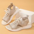 thumbnail image 3 of Konbeca Sandales à Plateforme pour Femmes Chaussures de Marche Confort Été Femmes Mode Décontractée Couleur Unie Talon Compensé Bout Ouvert Sandales à Bride, 3 of 6