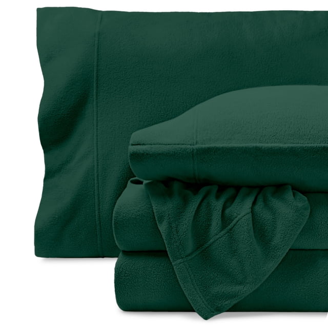 Bare Home Cozy Fleece Sheet Set - Extra Plush Polar Fleece - Deep Pocket - Full, Forest Green