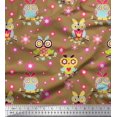thumbnail image 1 of Soimoi Silk Fabric Floral & Owl Cartoon Fabric Prints by Yard 42 Inch Wide, 1 of 3