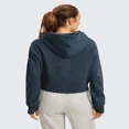 thumbnail image 3 of Sweat à Capuche Doublé de Polaire pour Femmes Pull Demi-Zip avec Trou pour le Pouce, 3 of 6