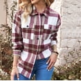 thumbnail image 2 of Yuyuzo Plaid Flannel Shirts for Women Oversized Long Sleeve Shacket Jacket Button down Blouse Tops, 2 of 7
