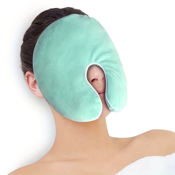Microwave Heating Pad for Face – Hot & Cold Gel Ice Pack, Sinus Soothing Mask with Washable Cover, Green, 1pc