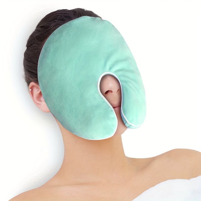 Microwave Heating Pad for Face – Hot & Cold Gel Ice Pack, Sinus Soothing Mask with Washable Cover, Green, 1pc