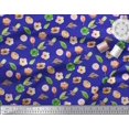 thumbnail image 3 of Soimoi Blue Velvet Fabric Anemone & Leaves Decor Fabric Printed Yard 58 Inch Wide, 3 of 3