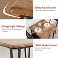 thumbnail image 3 of 3-Piece Dining Table Set for Two: Wooden Kitchen Table with Metal Frame and 2 Upholstered Chairs — Space-Saving for Apartment or Home Office (Retro), 3 of 7