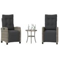 thumbnail image 1 of vidaXL Ensemble Bistro 3 Pcs avec Coussins Gris en Rotin Poly, 1 of 5