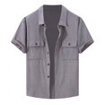 thumbnail image 1 of Summer Men's Heavy Design Corduroy Jacquard Short Sleeve Shirt - Christmas Pattern, Linen Fabric, Suitable for Daily/Work Wear, 1 of 3
