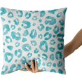 thumbnail image 3 of Teal Grey Leopard Print Pillow Covers 20X20 Inch Teal Gray Watercolor Cheetah Decorative Pillow Cases Animal Square Throw Pillow Case Set of 2 Home Decor For Sofa Living Room Bedroom Bed Cushion, 3 of 5