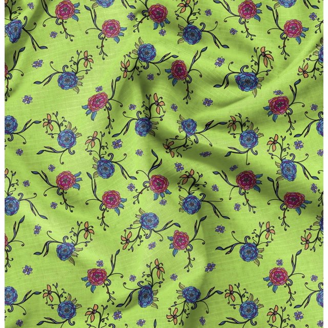 Soimoi Brown Rayon Fabric Flower Floral Fabric Prints By Yard 42 Inch Wide