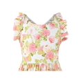 thumbnail image 4 of Robe Fille Rose Fleur Manches à Volants Croisée Princesse Vintage 6 Ans, 4 of 8
