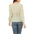 thumbnail image 3 of Unique Bargains Blouse à Manches Longues à Encolure Carrée à Fleurs pour Femmes, 3 of 6