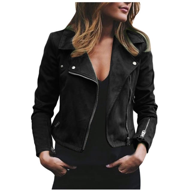 CEHVOM Women Long Sleeve Open Front Short Cardigan Zipper Jacket Coat Top