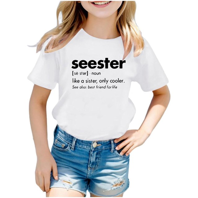 TZEWGL Summer Short Sleeve Letter Printed Tunic Tees For Child Clothes For Baby size 3-4T