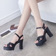 thumbnail image 4 of Sandales Femmes Talons pour Femmes Hautes Femmes Bouche de Poisson Plateforme Talons Hauts Sandales Compensées Boucle Sandales à Talon Compensé, 4 of 6