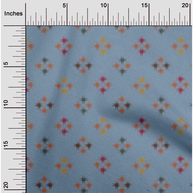 oneOone Georgette Viscose Fabric Geometric Line Ikat Printed Craft Fabric BTY 42 Inch Wide