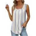 thumbnail image 2 of EGNMCR Débardeurs pour Femmes Mode Imprimée Col en V T-shirt Confortable Ample Sans Manches Blouse Décontractée, 2 of 5
