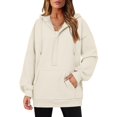thumbnail image 2 of Womens Hoodies Quarter Zip Pullover Oversized Sweatshirts Half Zip Pullover With Pockets Fall Clothes, 2 of 7
