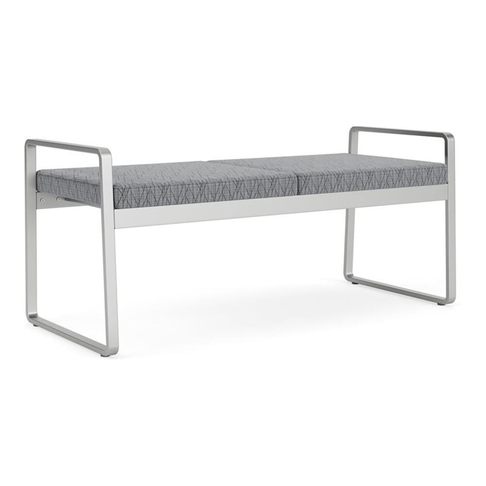 Gansett Reception Waiting Room Steel 2-Seat Bench / Silver Steel / Gray