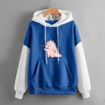 thumbnail image 2 of Penkiiy Hoodies pour Femmes Mode Décontractée Imprimé Col Rond Manches Longues Amples Hauts Courts Blouse Sweat-Shirts Sans Capuche Vêtements Bleus Y2K, 2 of 5