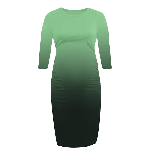 Tranfacy Women's Solid Color Ribbed Maternity Dress Long Sleeve V Neck Maxi Bodycon Dress Great for Maternity Outfit