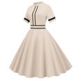 thumbnail image 3 of Fshaion Robe d'Été pour Femmes 2024 Grande Taille Vente Chaude Modèle Explosion Couleur Vintage Manches Courtes Col Montant Ourlet de Fête Robes Liquidation Moins de 10!, 3 of 6