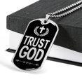 thumbnail image 4 of Trust God Dog Tag Stainless Steel or 18k Gold Finish 24" Ball Chain, 4 of 8
