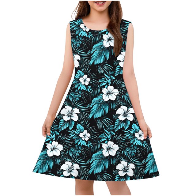 RXIRUCGD 2025 Vêtements d'Été pour Enfants Tout-Petits Filles Mignon Imprimé Fleuri Camisole Extensible Robe Sans Manches Robe Ligne A