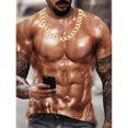 thumbnail image 1 of Lefu Men 3D Muscle Tattoo Print T-Shirt Short Sleeve Digital Printing Shirts Tops Tee, 1 of 9