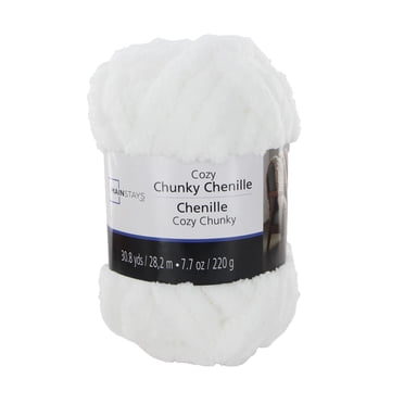 MAINSTAYS Chenille Cozy Chunky, 28,2 m (30,8 vgs), 220 g (7,7 oz), 100% polyester, blanc