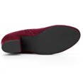 thumbnail image 2 of BLISSFUL STEP Women's Side Zipper Round Toe Block Heel Ankle Boots Burgundy 8, 2 of 7