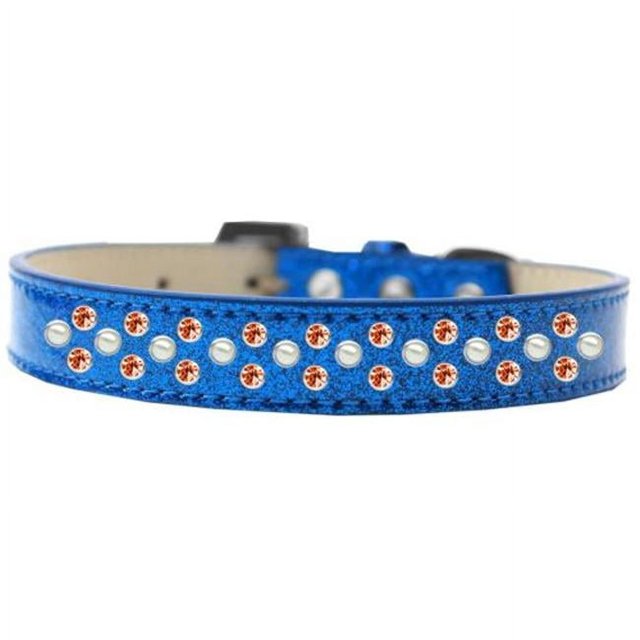 Sprinkles Ice Cream Dog Collar Pearl And Orange Crystals Size 14 Blue