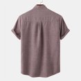 thumbnail image 4 of Babysbule Mens Shirts Clearance Men's Round Neck Pocket Button Solid Cotton Linen Short Sleeve Shirt, 4 of 7