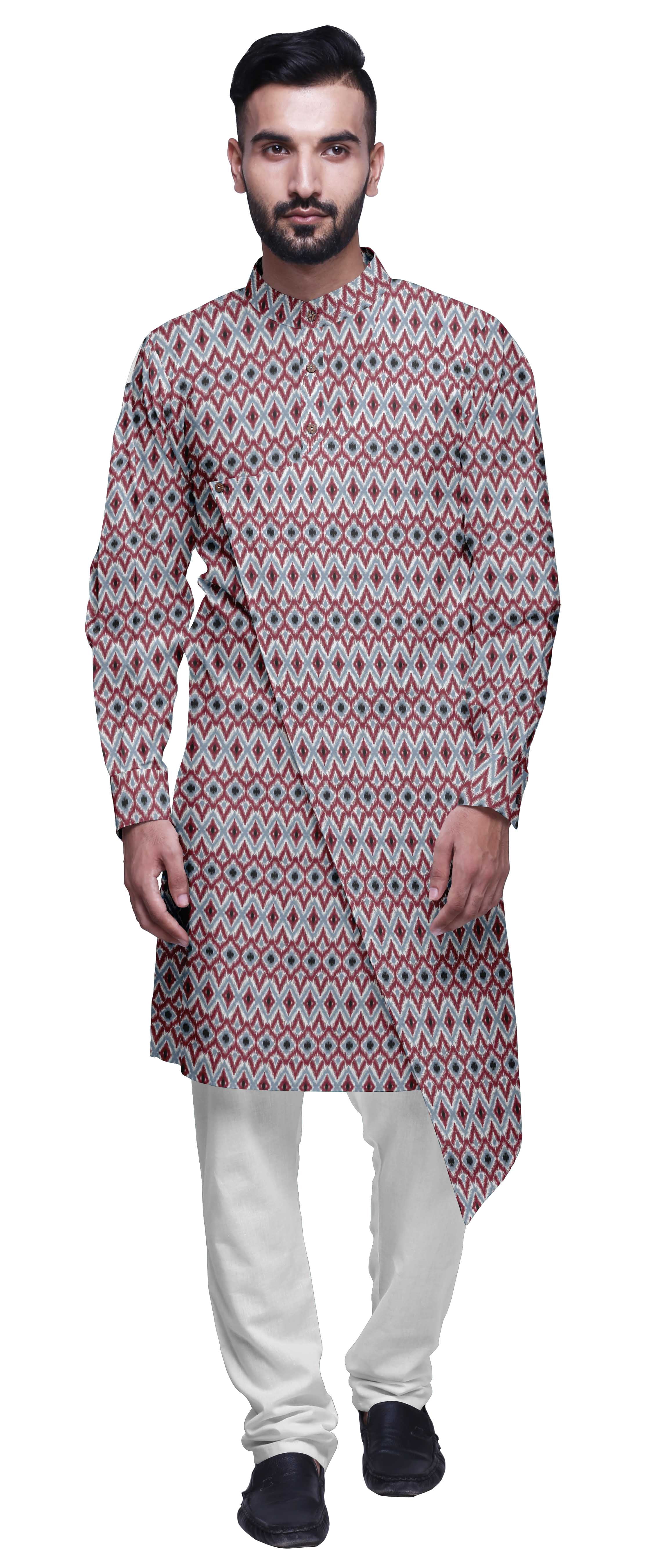 Atasi Ensemble Kurta-Pyjama Long en Coton pour Hommes, Kurta-Pyjama Décontracté de Designer, Vêtements