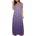 thumbnail image 1 of fatyb Robes Maxi à Manches Courtes pour Femmes Col Ras du Cou Décontractées Longues Robes Imprimées Robes T-Shirt d'Été, 1 of 5