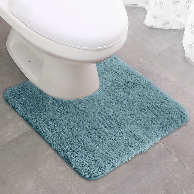 Qocolhg Toilet Rugs U-Shaped Bath Rugs, Extra Soft Absorbent Microfiber Bathroom Mats, Non-Slip, Quick Dry, Machine Washable Bath Mats for Bathroom Floor, Tub, Shower Accessories,Clearance,Light Blue