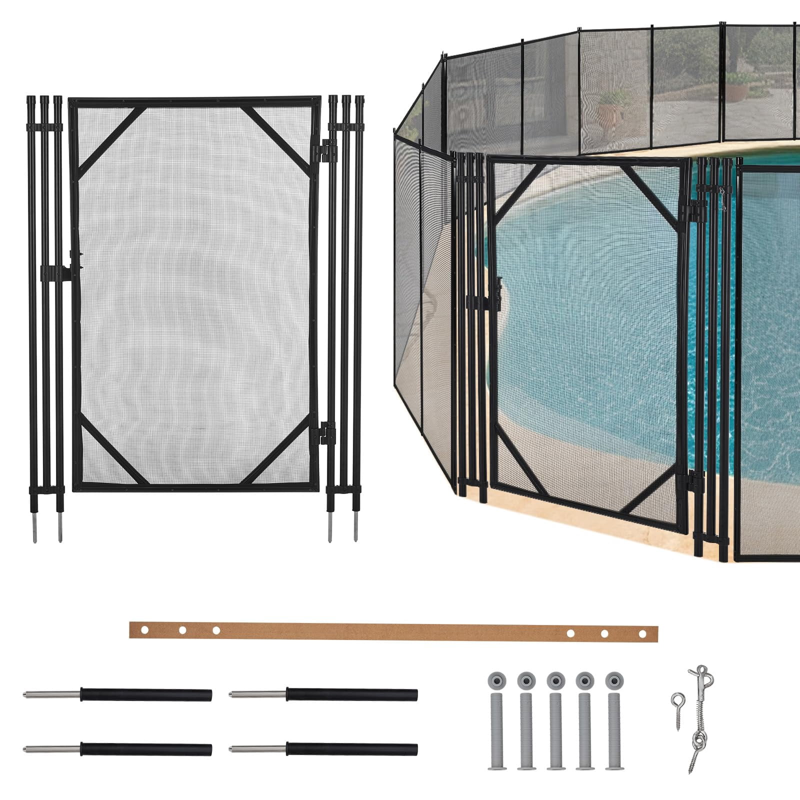 4Ft x 2.5Ft Pool Fence Gate, Heavy Duty Steel Aluminum Frame, Pool ...