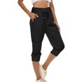 thumbnail image 2 of Timegard Womens Yoga Pants Drawstring High Waist Workout Cropped Pants Athletic Capri Pants with Pockets, 2 of 7