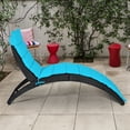thumbnail image 4 of Gymax Lot de 2 Chaises Longues Pliables en Rotin Osier avec Coussin Turquoise pour Patio Extérieur, 4 of 10