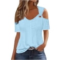 thumbnail image 2 of QIPOPIQ Women's Cold Shoulder Tops Short Sleeve V Neck T Shirts Basic Summer Tees Clearance, 2 of 7