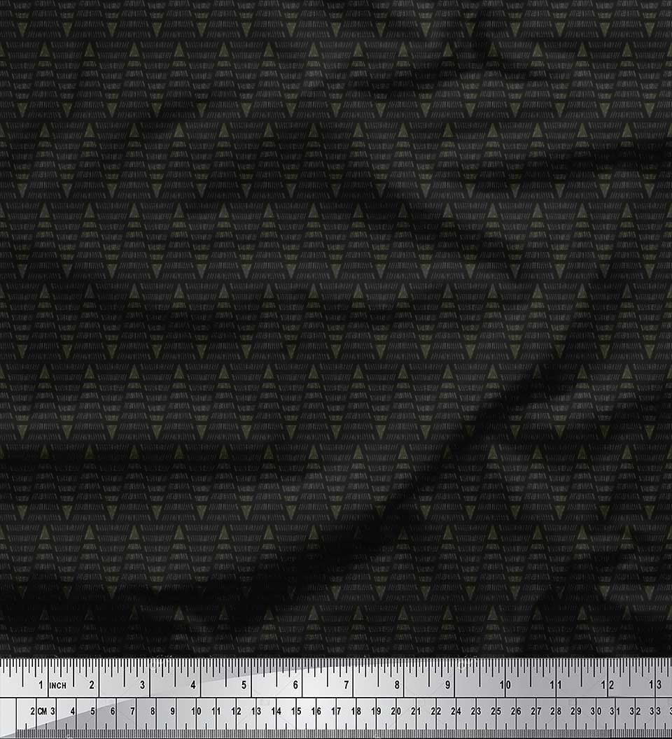 Soimoi Crepe Silk Fabric Hand Drawn Line Shirting Print Sewing Fabric Yard 42 Inch Wide