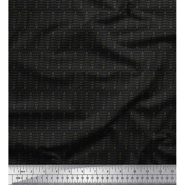 Soimoi Moss Georgette Fabric Hand Drawn Line Shirting Print Fabric by Yard 42 Inch Wide