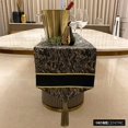 thumbnail image 2 of The HomeCentric Decorative Black Table Runner Coffee Table Runner (14 x 36 inch), Tassles & Marble pattern Table Runner, Leather fabric Table Linen, Abstract Halloween Decorations - Leather Runway, 2 of 10