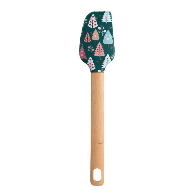 Holiday Time Silicone & Beechwood Spatula, Trees