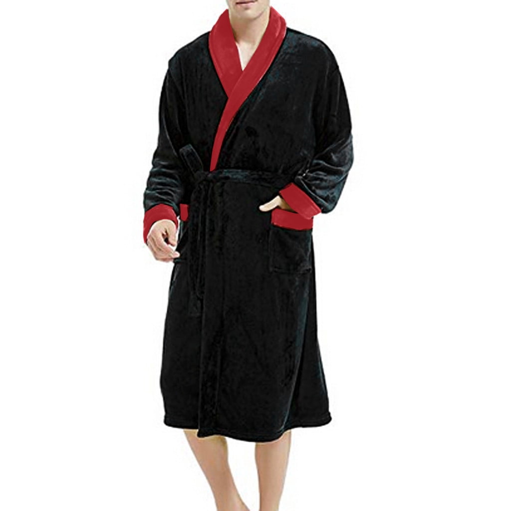 Intimates Men's Winter Plush Lengthened Shawl Bathrobe Home Clothes Long Sleeved Robe Coat XXXXXL