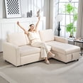 thumbnail image 2 of HOMCOM 83" Sofa Bed, Pull Out Sleeper L Shaped Sectional Couch, Cream White, 2 of 10