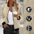 thumbnail image 2 of Womens Fashion Jacket Casual Stand Collar Zip Up Lightweight Coat Fall Color Block Jackets with Pockets Khaki S, 2 of 8