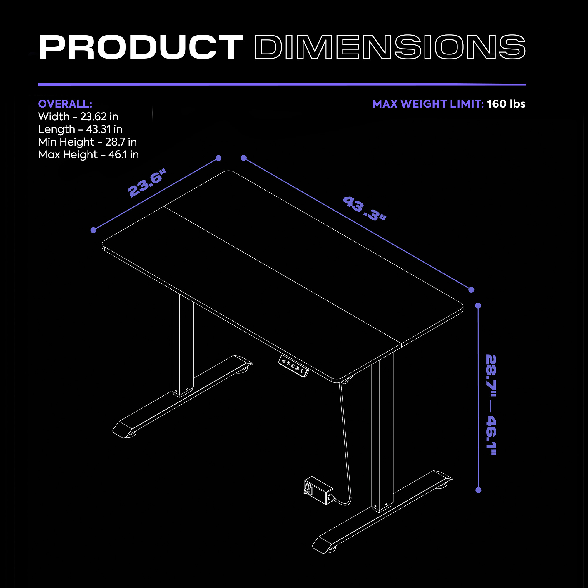 Hometrends Height-Adjustable Desk